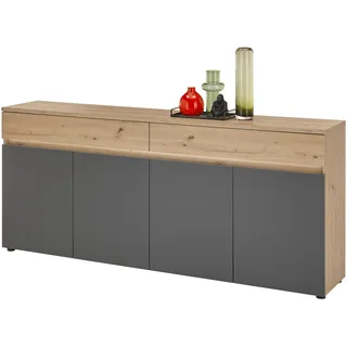 HBZ Sideboard Lille inkl. LED-Beleuchtung, BxHxT 200x86x38 cm (1 St.), Mit 4 Türen, 2 Schubkästen, 2 Einlegeböden