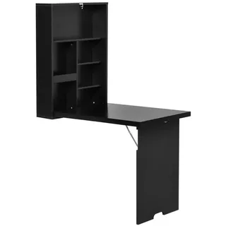 Homcom Wandtisch Klappbar Wandklapptisch Klappschreibtisch Computertisch Schwarz , Kunststoff , 94.5x147x60 cm , Esszimmer, Esstische