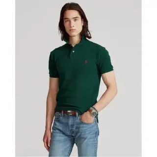 Polo Ralph Lauren für Herren. 710795080018 Schmal geschnittenes Piqué-Poloshirt grün (L), Lässig, Baumwolle, Kurzarm