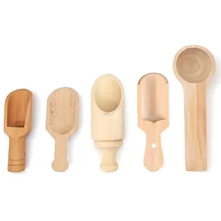 HAOBIN 5 StüCk Klein Teeschaufel Holz Kleine HolzlöFfel KüChe Schaufel Mini HolzlöFfel Mini Holzschaufel GewüRzlöFfel Salz LöFfelchen Holz FüR Kaffee GewüRze Tee KüChenutensilien