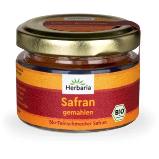 Herbaria Safran gemahlen bio 0,5g im Glas – Bio Safran aus Taliouine in Marokko – gemahlene Safranfäden in Premium Bio-Qualität – Saffron Premium