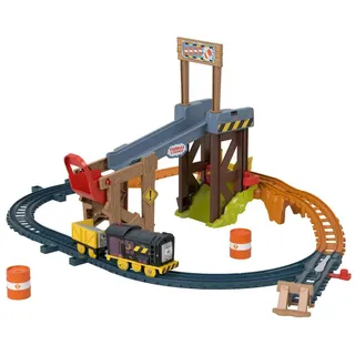 Thomas & Friends batteriebetriebenes Spielzeugeisenbahn-Set Diesels Baustellen-Set mit Schienen und Fracht für Kindergartenkinder ab 3 Jahren, JBW20, [Mehrfarbig]