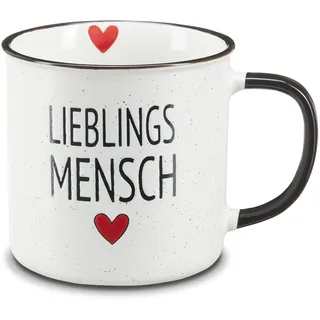 Peill+Putzler Germany Kaffeebecher Lieblingsmensch, 475 ml Volumen aus hochwertigem Steinzeug, Kaffeetasse zum verschenken, Kaffeebecher mit Henkel in schwarz, Geschenktasse XXL
