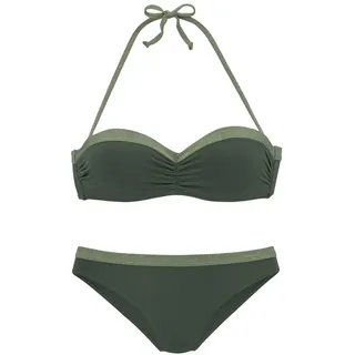 JETTE JETTE, Bügel-Bandeau-Bikini mit glitzernden Einsätzen, grün