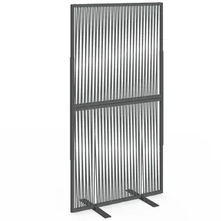 IDMarket - Paravent außen Durchbrochene dekorative Klaustra 80 x 150 cm Rio Seil Rattan-Effekt und Metall anthrazitgrau