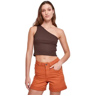 Urban Classics Ladies Cropped Asymmetric Top Frauen Top braun XS