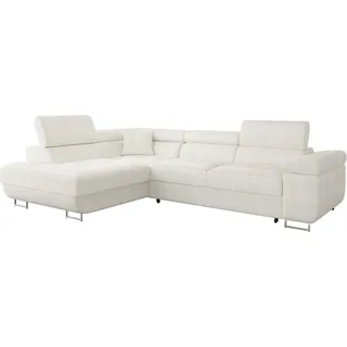 Mirjan24 Ecksofa Torezio, Stilvoll Eckcouch mit Bettkasten und Schlaffunktion, Moderne Schlafsofa (Farbe: Flow 06, Seite: Links) - Beige