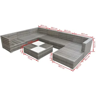 vidaXL Garten-Lounge-Set 8-tlg. grau