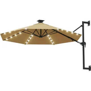 vidaXL Sonnenschirm zur Wandmontage mit LEDs 300 cm Taupe - Taupe