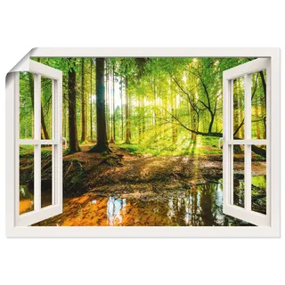 ARTland Wandbild »Fensterblick - Wald mit Bach«, Wald, (1 St.), als Leinwandbild, Poster, Wandaufkleber in verschied. Größen