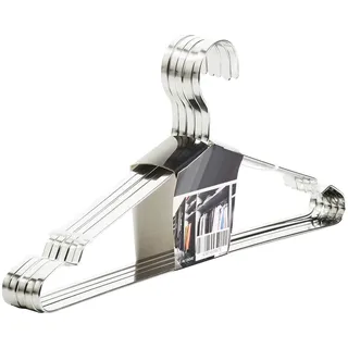 SOTECH 5er Set Design Kleiderbügel Edelstahl gebürstet (SS201) 450 x 193 mm Flachprofil: 8 x 2,5 mm mit Antirutsch-Nut Garderobenbügel für Kleiderschränke und Garderoben