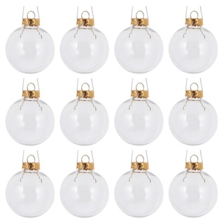 Uonlytech 12 Stück Weihnachtskugel zum Befüllen Transparente Weihnachtsbaumkugeln Durchsichtige Christbaumkugeln Weihnachtsbaumschmuck Christbaumschmuck Süßigkeiten Schachteln Gold