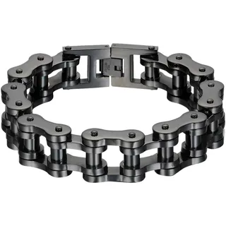 OIDEA Herren Edelstahl Fahrradkette Armband, 18mm Breit 23CM Große schwere Glieder Link Handgelenk poliert Panzerkette Kettenarmband Biker Motorradkette, schwarz