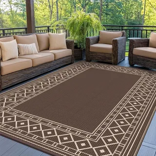 Omgoods – Wasserdichtes Outdoor-Teppich, waschbare Picknickdecke für Garten und Balkon (180x275 cm) - Beige
