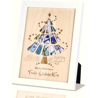 DMHSGIFT Geldgeschenk Weihnachten im Spardose Bilderrahmen mit Weihnachtsbaum Geldverpackung Weihnachts Geldgeschenk Verschenken Geschenkideen für Frauen Kollegin Bruder