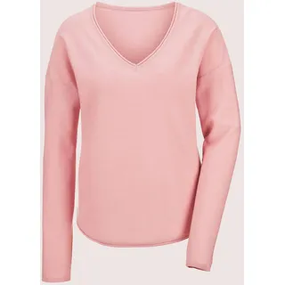 Longpullover MADELEINE "Pullover Oversize-Pullover mit Good Cashmere", Damen, Gr. 34, rosa (puderrosé), Obermaterial: 90% Schurwolle WV. 10% Kaschmir WS., Modern, normal, V-Ausschnitt, Pullover Longpullover