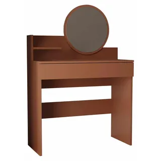 Schminktisch mit Spiegel aus Holz "Harmony Mini Round" - 90 x 40 x 133 cm - Terracotta