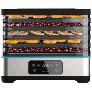 Cecotec VitaDry Pro. 300 W, Obst-Dehydrator mit 5 höhenverstellbaren Tabletts, Digitale Anzeige, Timer von 30 Min bis 48 Std, Temperatur 35o-70o, Edelstahl