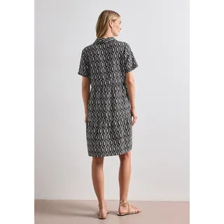 Druckkleid STREET ONE, Damen, Gr. 36, N-Gr, clay sand, Web, Obermaterial: 88% Viskose, 12% Polyamid, gemustert, lässig geschnitten knieumspielend, V-Ausschnitt, abgesteppte Kante, Kleider Druckkleid, Knielanges Sommerkleid, Kurzarm, bedruckt