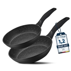 DIVORY Pfannenset 2-teilig Pfanne 24cm, 28cm Induktion – Antihaft Beschichtete große Universalpfanne für alle Herdarten - Sichere Griffe, Spülmaschinen geeignet (Griff: Schwarz)