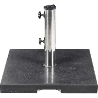 BELIANI Sonnenschirmständer Schwarz Granit 45 x 45 cm Quadratisch mit Edelstahlrohr Modern Garten Terrasse Balkon Outdoor Außen Ausstattung Zubehör - Schwarz, Silber