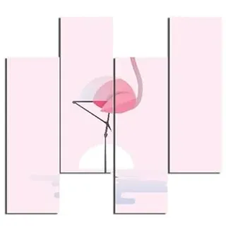 Homemania Bild Flamingo, 4 Teile, Tiere, Wohnzimmer, Kinderzimmer, Mehrfarbig, 76 x 0,3 x 50 cm, HM204PMDF155, MDF