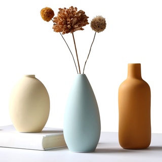 Abbittar Keramikvase, 3er-Set, Blumenvase, minimalistischer Stil für rustikale Heimdekoration, Moderne Bauernhaus-Dekoration, Wohnzimmerdekoration, Regaldekoration, Tisch, Bücherregal, Kaminsims und