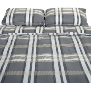 Fleece-Bettwäsche in Anthrazit mit kariertem Muster mit Reißverschluss 100% Polyester 200x220 cm - Grau