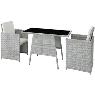 tectake Rattan Sitzgruppe Lausanne, zusammenschiebbar, hellgrau , Hellgrau , Kunststoff , Rechteckig , Gartenmöbel, Gartengarnituren, Gartenmöbel-Sets