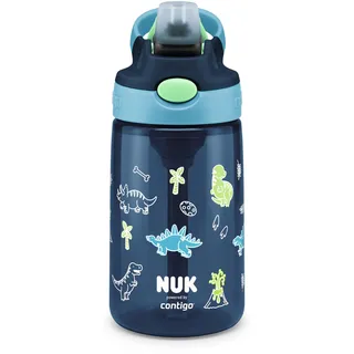 NUK By Contigo Easy Straw Cup | Trinkflasche mit Trinkhalm für Kinder (ab 4 Jahren) | Hergestellt aus strapazierfähigem Tritan | BPA-frei | spülmaschinenfest | 420 ml | Dinosaurier