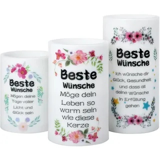 EXTSUD Gelb LED Kerze mit Timerfunktion,Art Kerzen Beste Wünsche Flammenlose Kerzen -Geeignet als Geschenk für Freunde und Eltern Atmosphärenanpassung