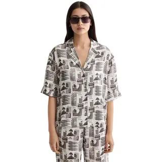 Scotch & Soda Printed Fluid Kurzarmhemd - Art Dept Collage Grey Scale - 36