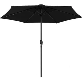 vidaXL Sonnenschirm mit LED-Beleuchtung und Alu-Mast 270 cm Schwarz - Schwarz