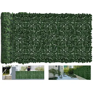 Künstlicher Efeu Sichtschutzzaun für den Außenbereich, erweiterbar, künstliche Grün, Rolle, künstliche Hecke, Wand, Terrasse, grünes Kunststoffblatt, Pflanzenrebe, Hof, Balkon (158x152.4 cm)