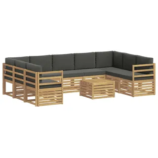 vidaXL Outdoor-Sofagarnitur 10 stk. Weiß und Anthrazit Polyester - Braun