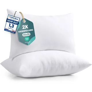 Utopia Bedding 2er Set Kissenfüllung 40 x 70 cm, Innenkissen Füllkissen Kopfkissen Sofakissen (Weiß)