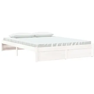 vidaXL Massivholzbett Weiß 160x200 cm