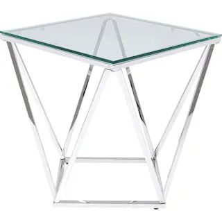 Kare Beistelltisch , Silberfarben , Metall, Glas , quadratisch , Wohnzimmer, Wohnzimmertische, Beistelltische, Beistelltische Metall