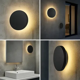 Braytron 12W LED Designer Wandleuchte Außen Schwarz Indirekte Beleuchtung Außenwandleuchte IP65 3000-6500K - Schwarz