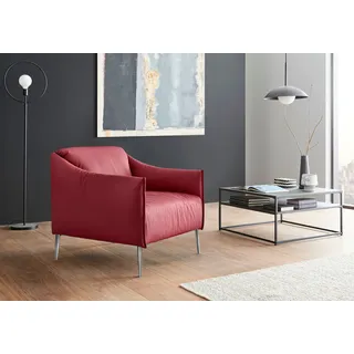 Cocktailsessel W.SCHILLIG "sally Designsessel, Loungesessel, bequem, tolle Verarbeitungsdetails", rot (ruby rot z59), B:84cm H:78cm T:84cm, Longlife Xtra-Leder Z59: Glattleder mit modischer Prägung. Hautstärke 0, 9 - 1, 1 mm., Sessel, Cocktailsessel, mit Metallfüßen in Chrom glänzend