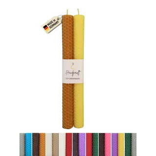 Wachsmann Bienenwachskerzen handgerollt, 100% Bienenwachs, 2er Set in vielen Farben, Made in Germany