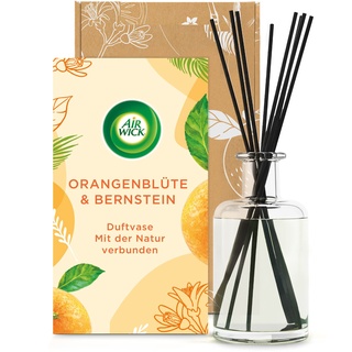 Air Wick Duftvase – Duft: Orangenblüte und Bernstein – Mit natürlichen ätherischen Ölen – 1 x 200 ml Raumduft mit Stäbchen