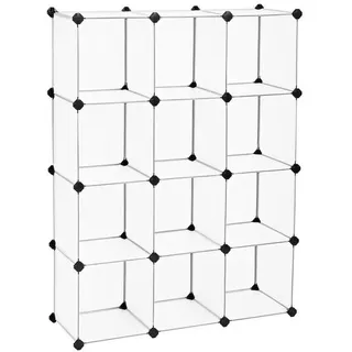 Hansiro Steckregalsystem Diy-Würfelregal , Weiß , Kunststoff , 31x123x93 cm , Wohnzimmer, Regale, Bücherregale