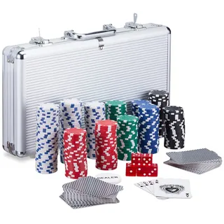 Relaxdays Pokerkoffer , Multicolor , Metall, Kunststoff , 38x7 cm , Spielzeug, Sonstiges Spielzeug