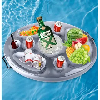 BNGXR Aufblasbarer Getränkehalter, Poolbar 2in1 Getränkehalter und Snackhalter, Große Kapazität Floating Coasters Aufblasbar Pool Getränkehalter für Pool Party Wasser-Spaß