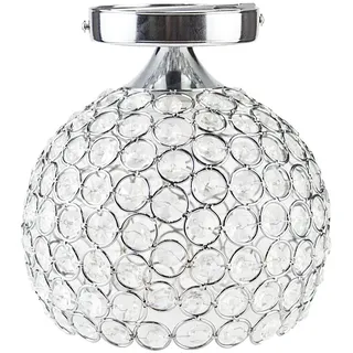 DAXGD Kristall Deckenleuchte, E27 Crystal Pendelleuchte Wandleuchte mit Kugel Lampenschirm, Silber Semi Flush Mount Deckenleuchter für Wohnzimmer, Schlafzimmer, Küche, Esszimmer, Flur, Dia 18CM