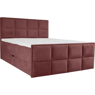 Home Affaire Boxspringbett HOME AFFAIRE &#34;Timeo&#34;, rot (burgunderrot), B:121cm L:210cm, Komplettbetten, Boxspringbett, in den Breiten 120,140,160 &amp; 180 cm erhältlich