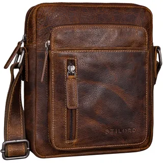 STILORD 'Dain' Umhängetasche Herren klein Leder Schultertasche Herrentasche zum Umhängen Herrenhandtasche Echt-Leder Crossbody Bag Ledertasche Vintage klein Echtleder, Farbe:salerno - braun
