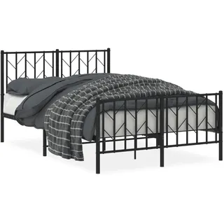 vidaXL Bettgestell mit Kopf- und Fußteil Metall Schwarz 120x200 cm - Schwarz