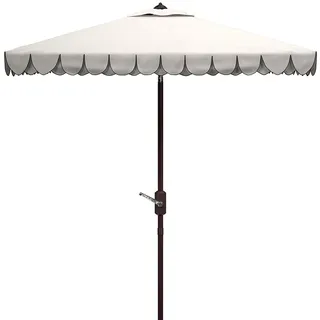SAFAVIEH Küsten Sonnenschirm für die Terrasse, Elfenbein und Schwarz, 228 X 228 X 264